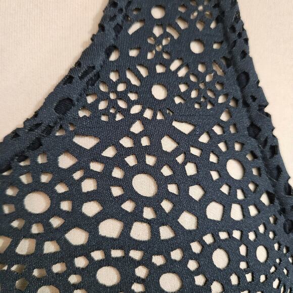 NEW Bebe Black Laser Cut Open Back Sleeveless Bling Maxi Dress Y2K ccasion - Picture 15 of 15